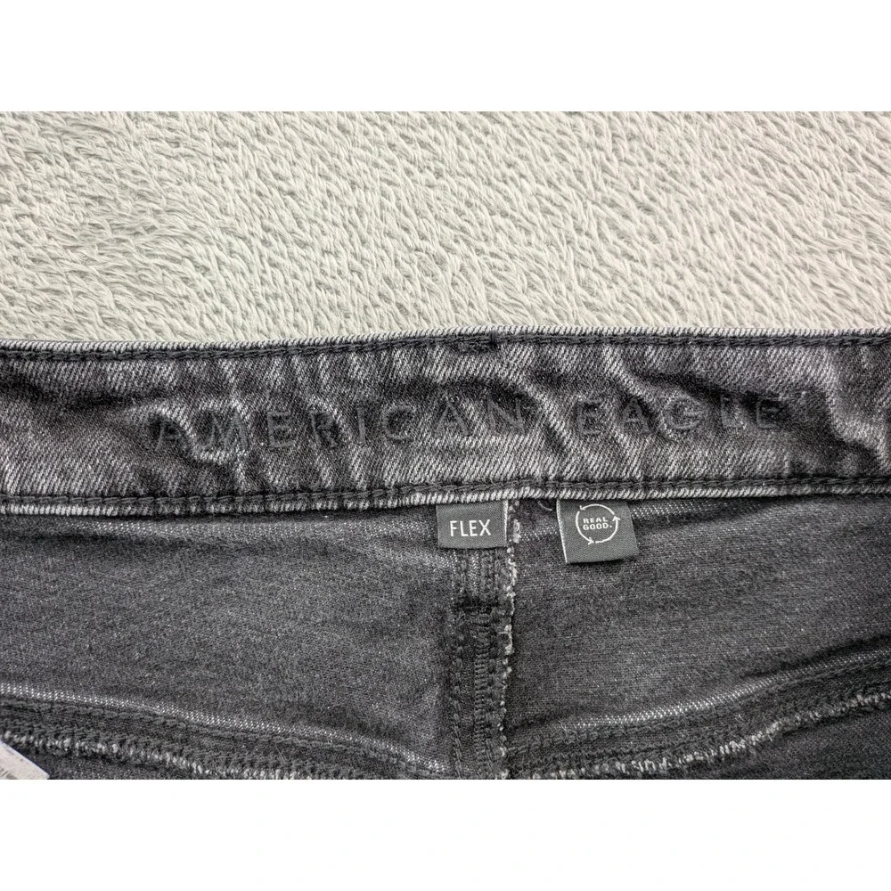 American Eagle Flex Straight Leg Jeans Mens 34x32 Washed Black Denim 5-Pocket